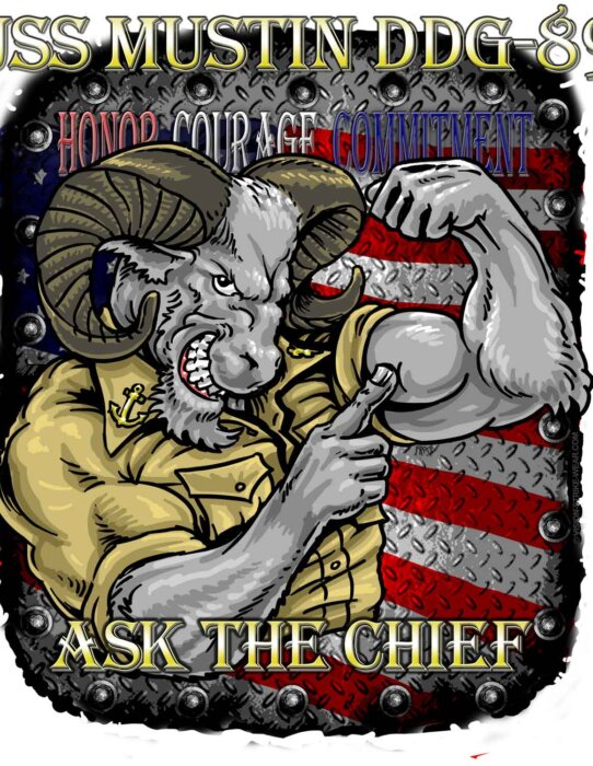 USS Mustin DDG-89 Ask The Chief Honor Courage Commitment Military Veteran Decal Sticker