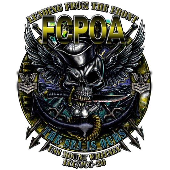 USS Mount Whitney LCC-JCC-20 Leading from The Front FCPOA The Sea is Ours Navy Veteran Decal Sticker
