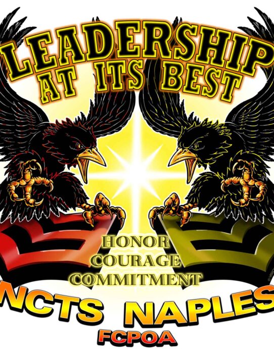 NCTS Naples FCPOA Leadership at Its Best Honor Courage Commitment Navy Veteran 3-18 Inch Custom Decal Sticker