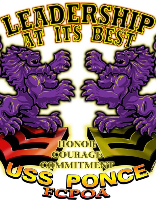 USS Ponce FCPOA Leadership at Its Best Honor Courage Commitment Navy Veteran Decal Sticker