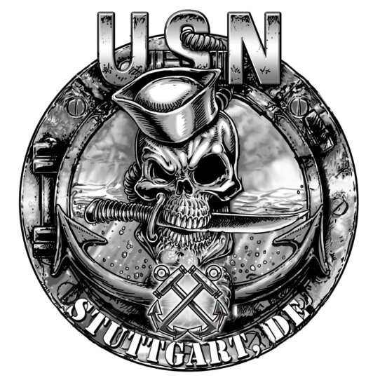 US Navy Stuttgart DE Boatswains Mate Rate Jolly Roger Military Veteran Decal Sticker
