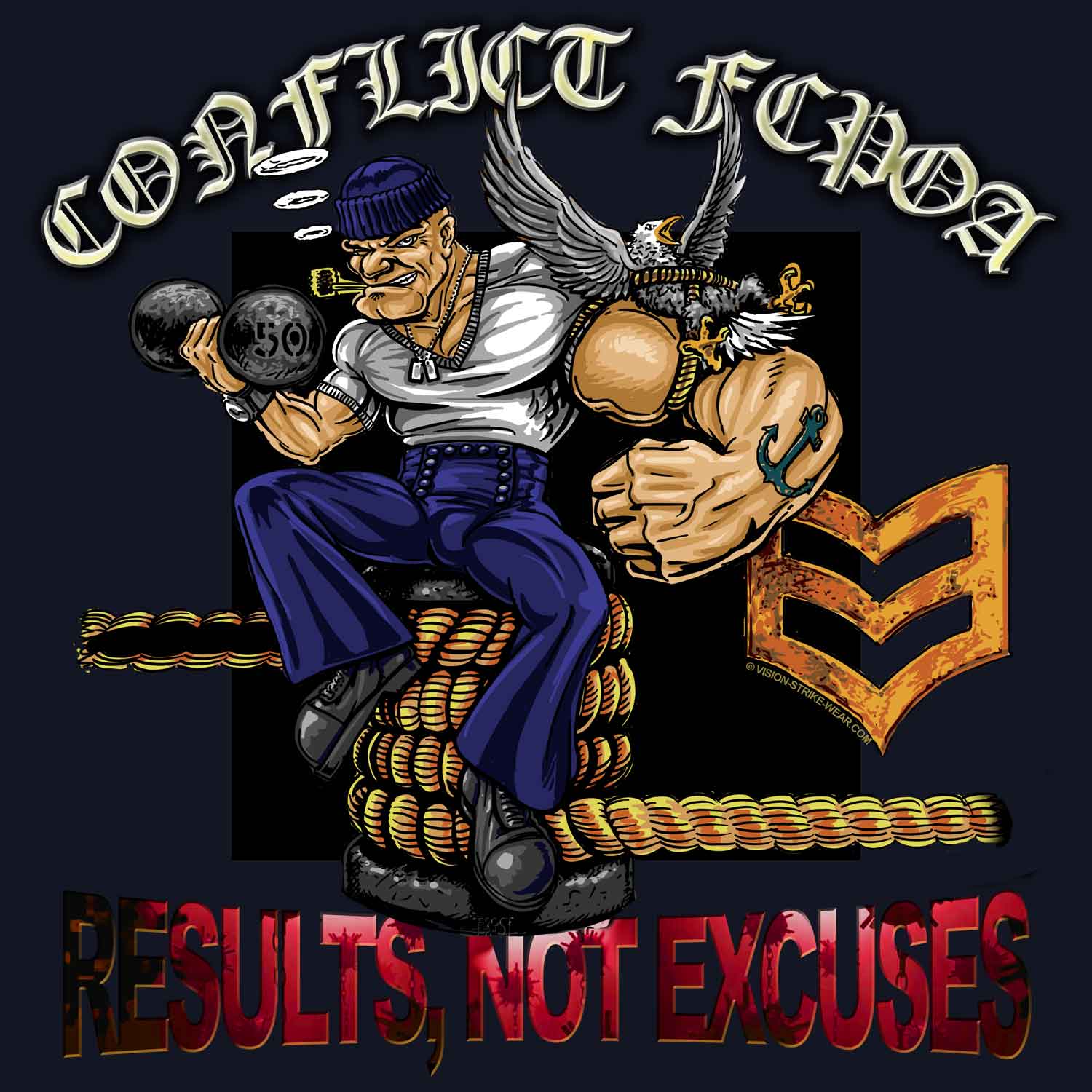 USS Conflict FCPOA Results Not Excuses Navy Military Veteran 3-18 Inch Custom Decal Sticker