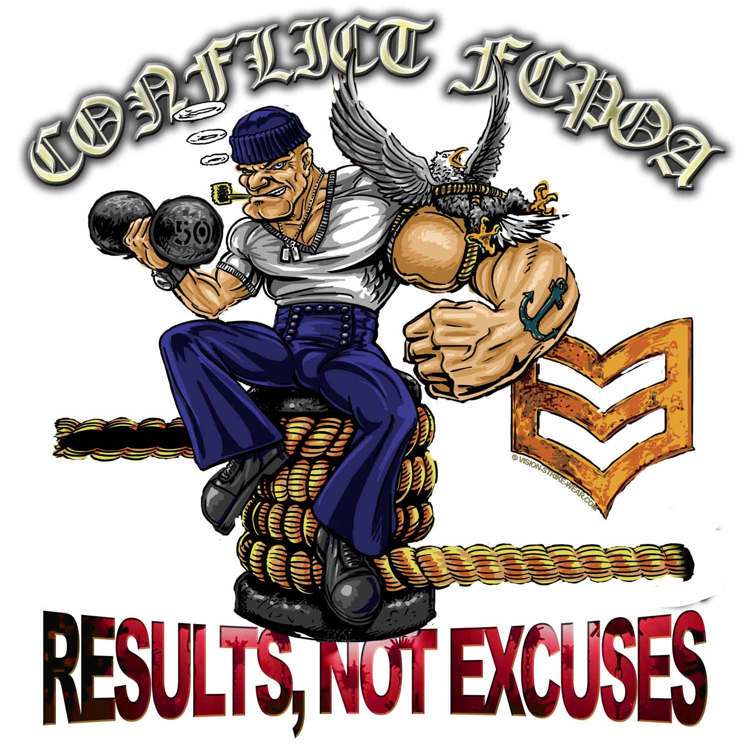 USS Conflict FCPOA Results Not Excuses Navy Military Veteran 3-18 Inch Custom Decal Sticker