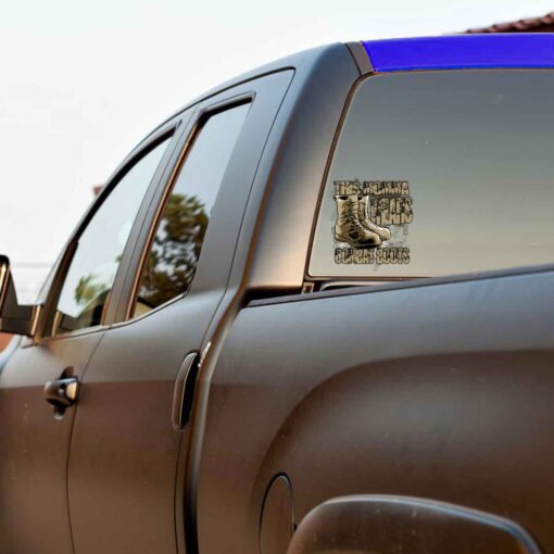 his Momma Wears Combat Boots Military Veteran 3-18 Inch Custom Decal Sticker