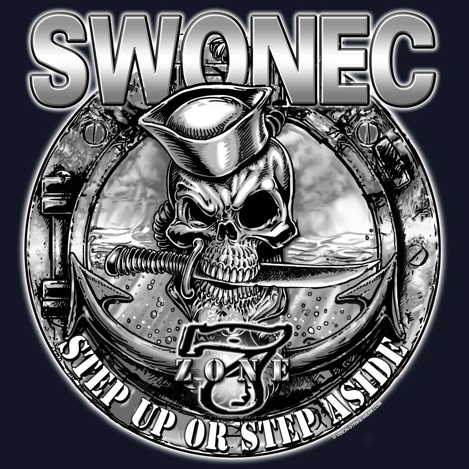 SWONEC Zone 7 Step Up or Step Aside Navy Veteran Decal Sticker-Black