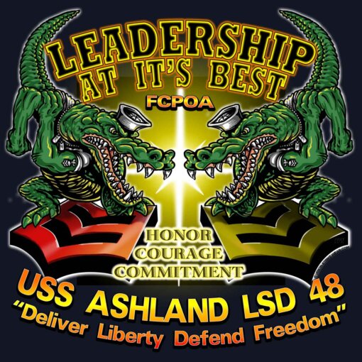 USS Ashland FCPOA Navy Leadership at its Best Veteran 3-18 Inch Custom Decal Sticker black