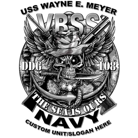 VBSS Wayne E Meyer DDG-108 The Sea Is Ours Navy Veteran 3-18 Inch Custom Decal Sticker