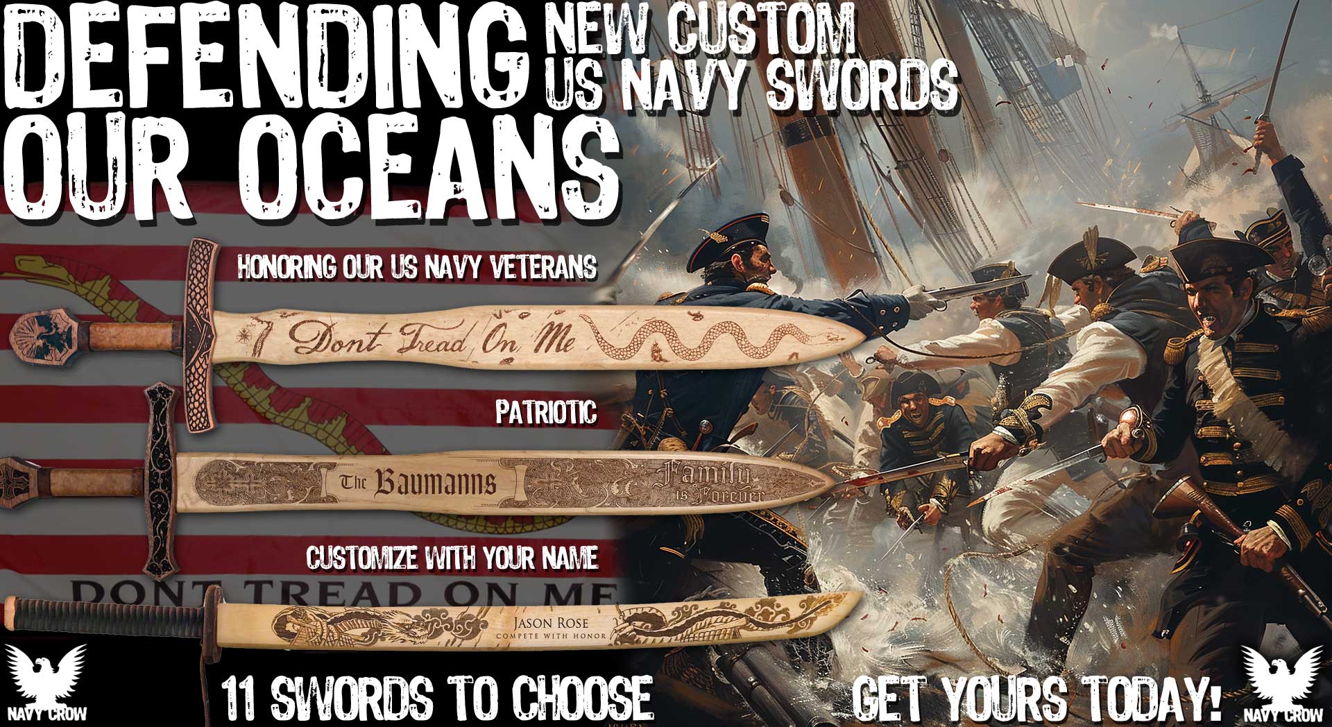 Navy Custom Wooden Swords
