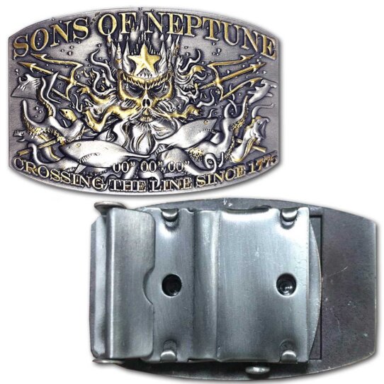 Navy Sons of Neptune Shellback 00 00 00 Crossing the Line Since 1775 Belt Buckle