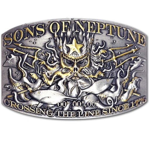 Navy Sons of Neptune Shellback 00 00 00 Crossing the Line Since 1775 Belt Buckle