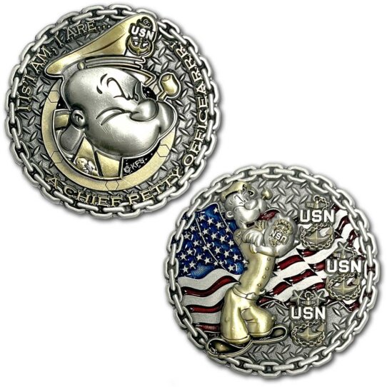 Popeye The Sailor US Navy Chiefs Veteran Collectible Challenge Coin
