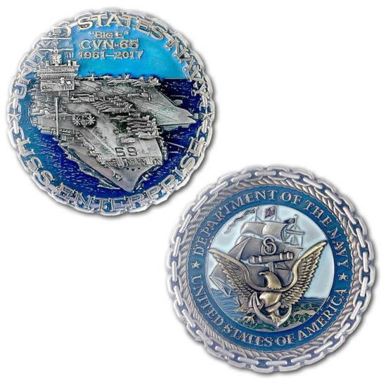 US Navy CVN-65 Enterprise Aircraft Carrier Collectible Challenge Coin