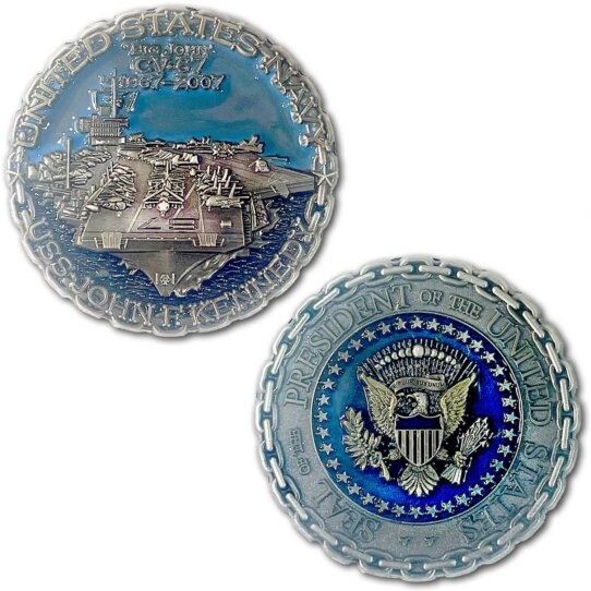 US Navy CVN-67 John F. Kennedy Aircraft Carrier Collectible Challenge Coin