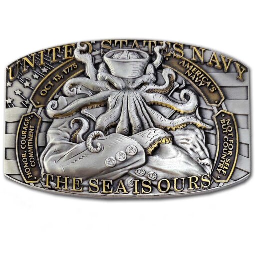 Navy Squid The Sea Is Ours Veteran Belt Buckle