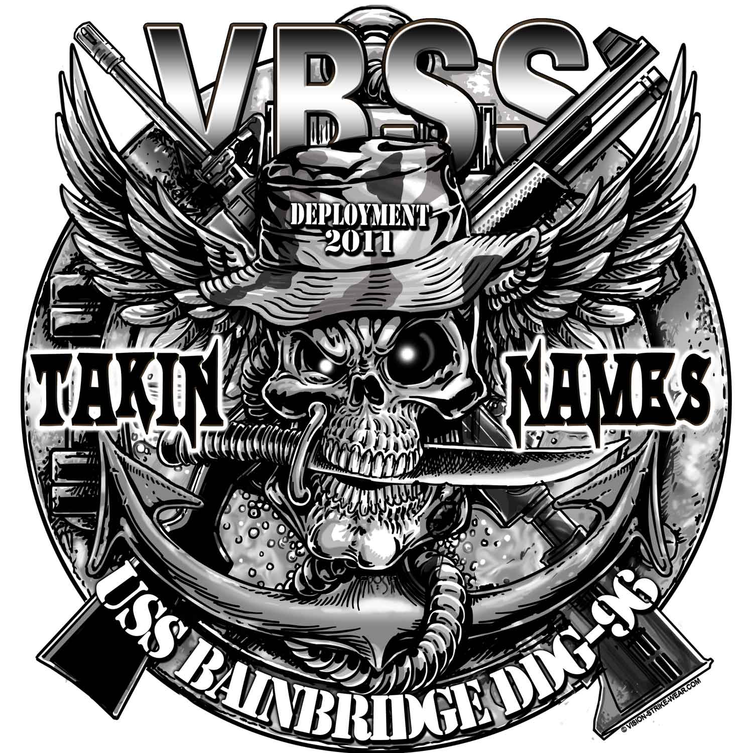 USS Bainbridge VBSS Taking Names Navy Veteran 3-18 Inch Custom Decal Sticker