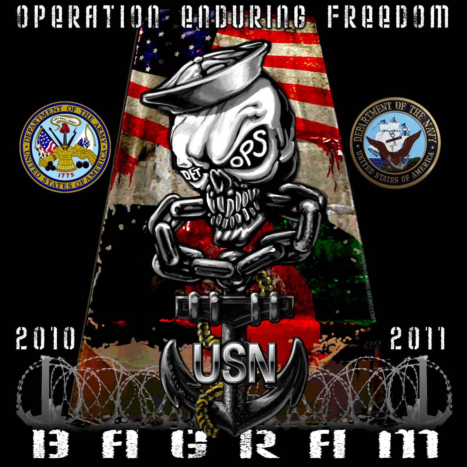 Operation Enduring Freedom Bagram Army Navy Veteran 3-18 Inch Custom Decal Sticker Black