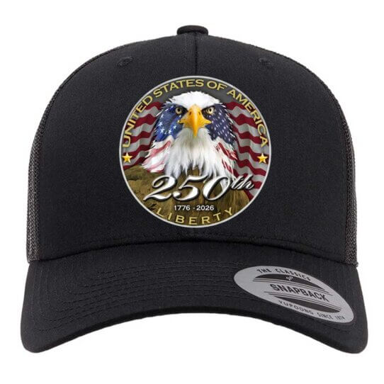 USA 250th Anniversary Patriotic Spirit of America United States Of America Customizable Retro Trucker Cap