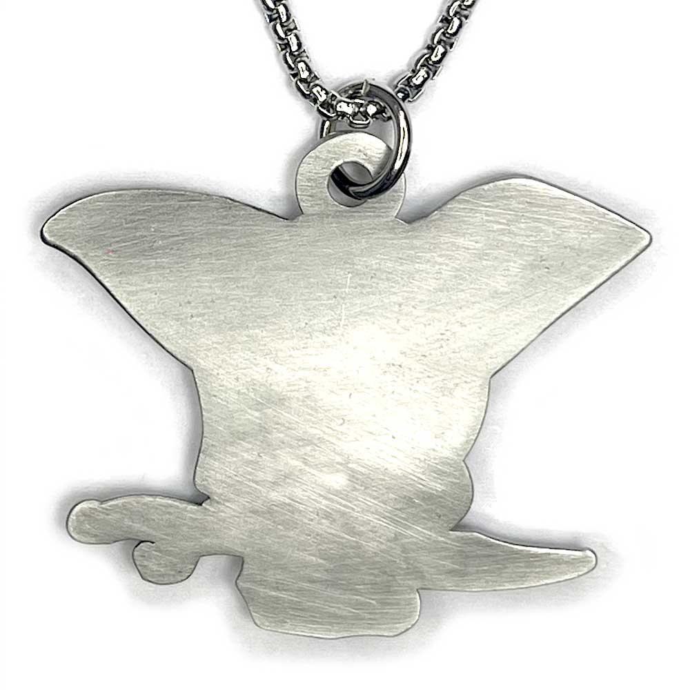 Jewel Eyed Pirate Captain Skull with Dagger Gold and Silver Necklace with Chain