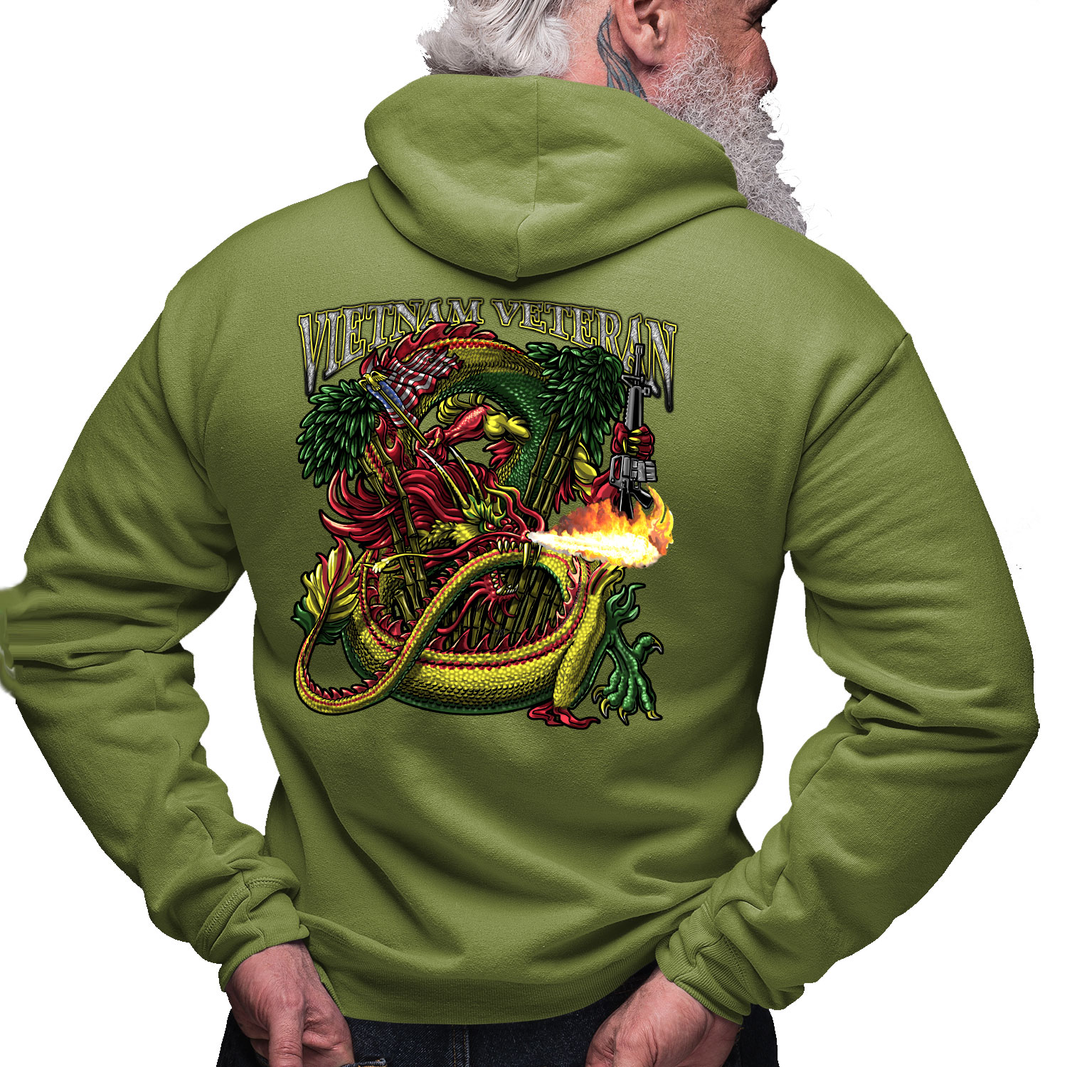 Vietnam War Veteran Ribbon Dragon and M16 US Navy Custom Hoodie