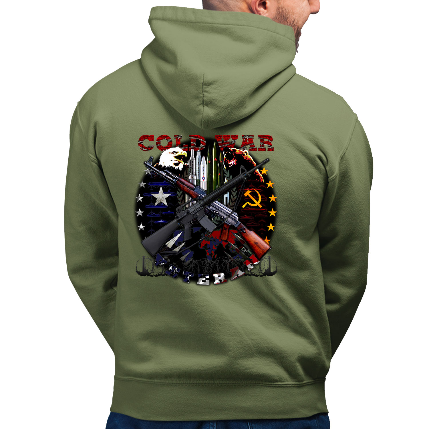 Cold War Veteran USA Eagle vs. Soviet Bear US Navy Custom Hoodie