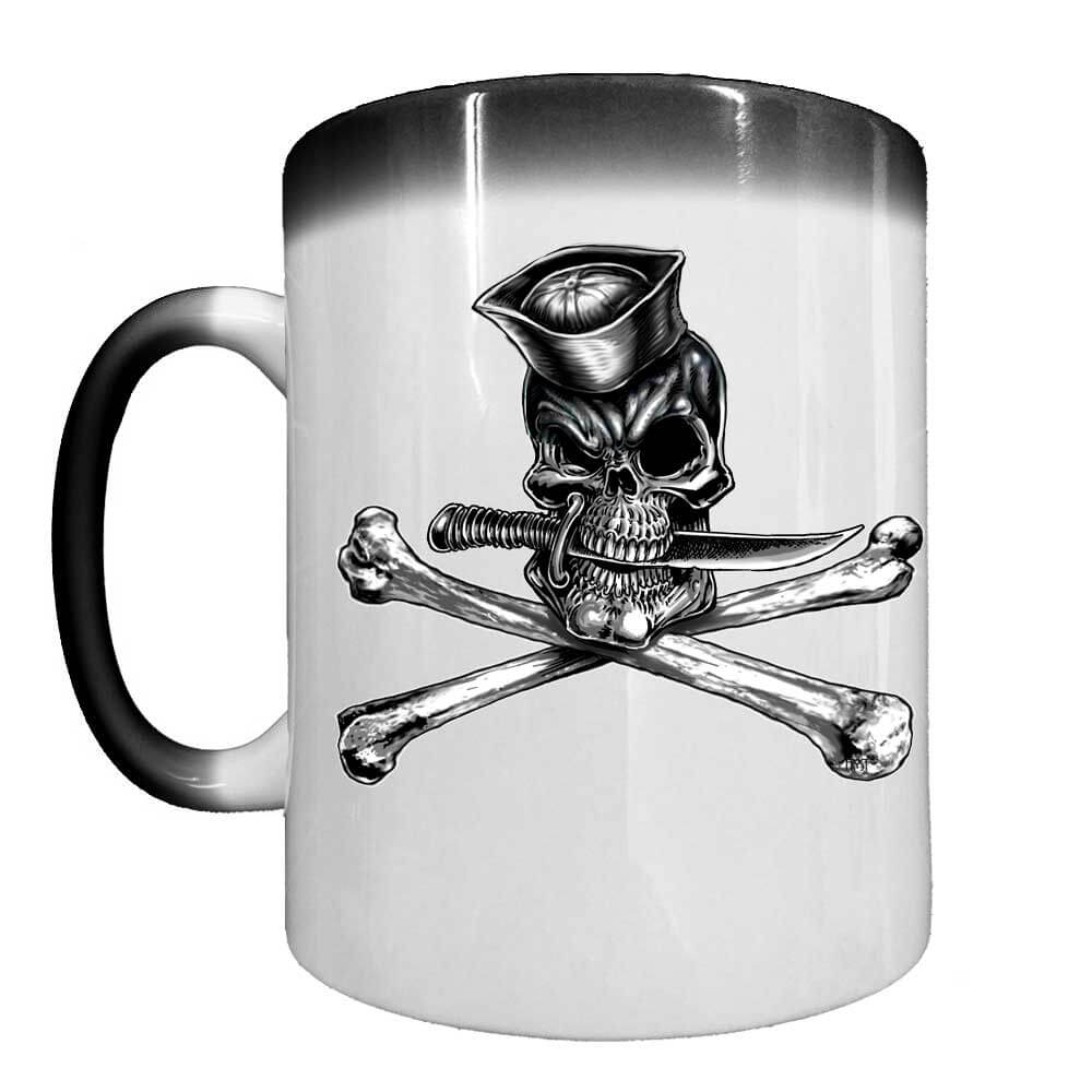Dixie Cup Jolly Roger Skull and Bones Navy Veteran Heat Activated 15 oz Ceramic Custom Coffee Mug