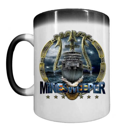 Minesweeper First In Last Out Navy Veteran Heat-Activated 15 oz Ceramic Custom Coffee Mug