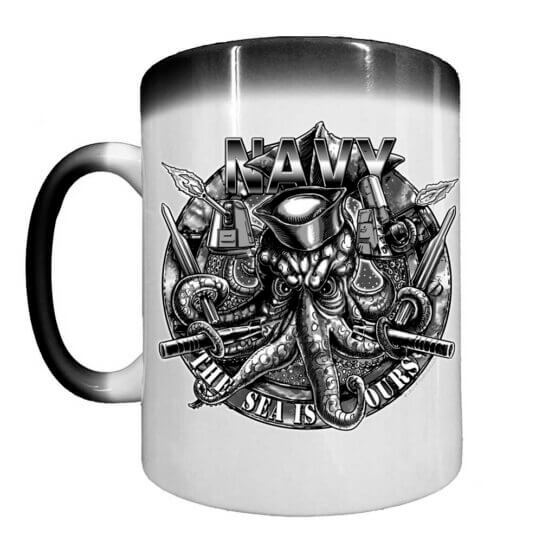 Gunner's Mate Rate Squid Navy Veteran Heat-Activated 15 oz Ceramic Custom Coffee Mug