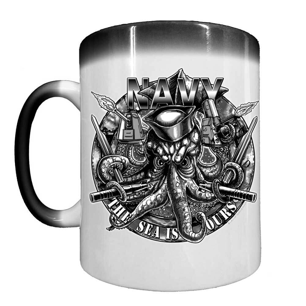 Gunner's Mate Rate Squid Navy Veteran Heat-Activated 15 oz Ceramic Custom Coffee Mug