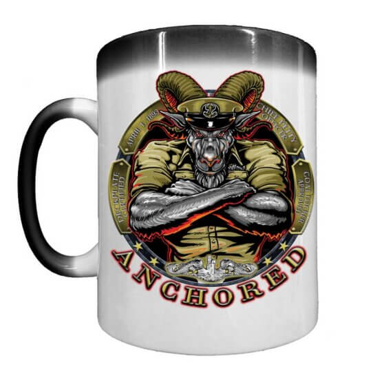 Navy Chief Submarine Warfare Anchored US Navy Veteran Heat Activated 15 oz Ceramic Custom Coffee Mug