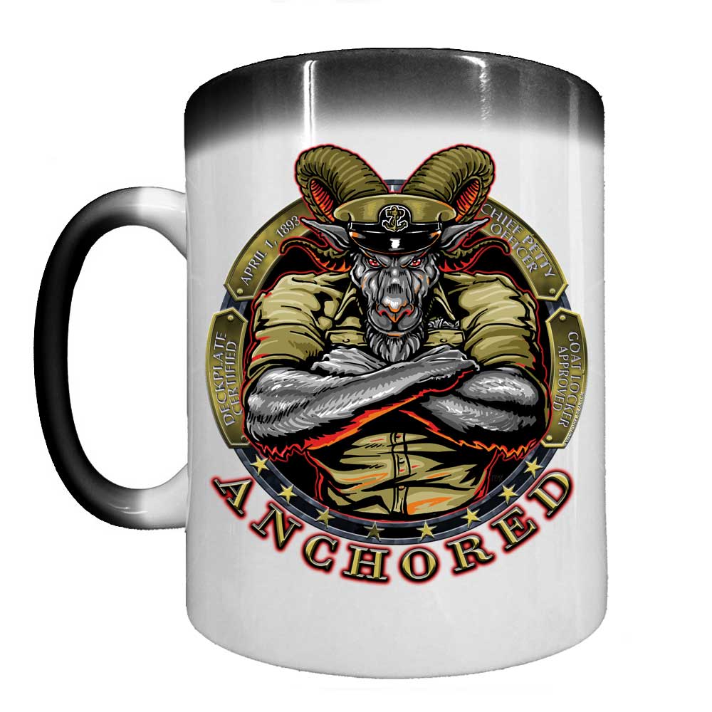 Navy Chiefs Anchored Veteran Heat Activated 15 oz Ceramic Custom Coffee Mug