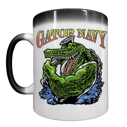 Gator Navy Veteran Heat Activated 15 oz Ceramic Coffee Mug