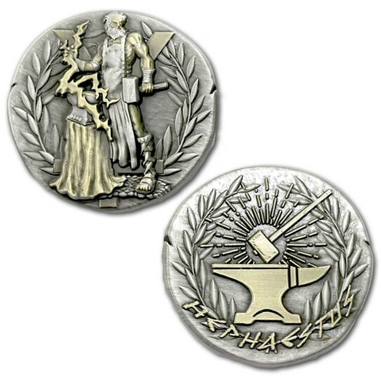 Hephaestus Greek God of Blacksmiths Volcanoes Ancient Collectible Coin