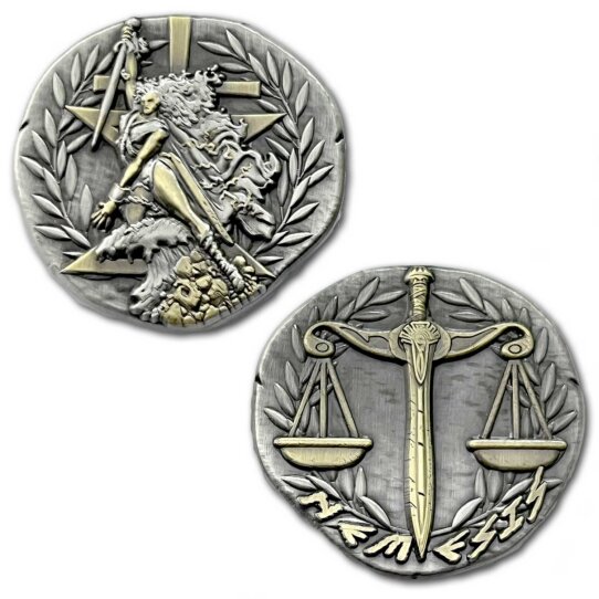 Nemesis Greek Goddess of Retribution, Divine Vengeance, and Balance, Hubris, Punishment, Cosmic Order Ancient Collectible Coin
