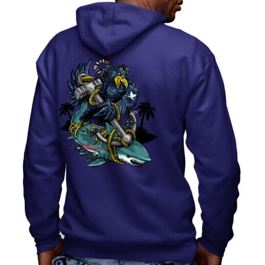 Navy Crow Shark Surfer US Navy Veteran Custom Hoodie