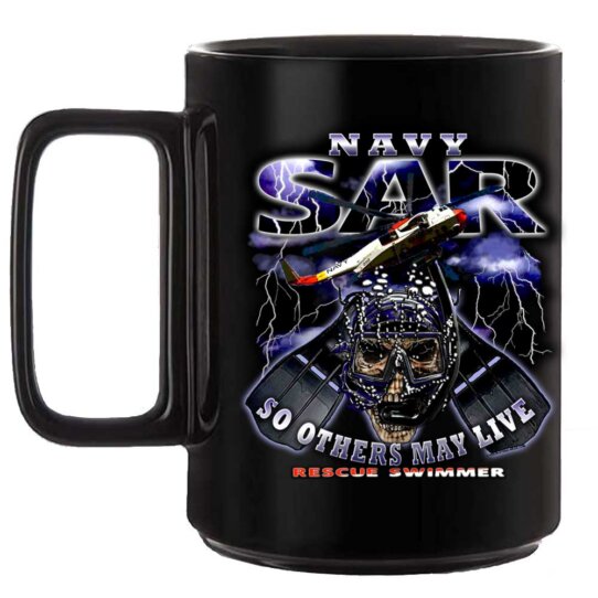 Navy SAR Search and Rescue Hawk Veteran 15oz Black or White Custom Coffee Mug