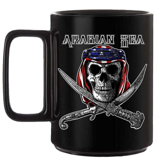 Arabian Sea Jolly Roger Pirate Navy Veteran Black or White 15 oz Custom Coffee Mug