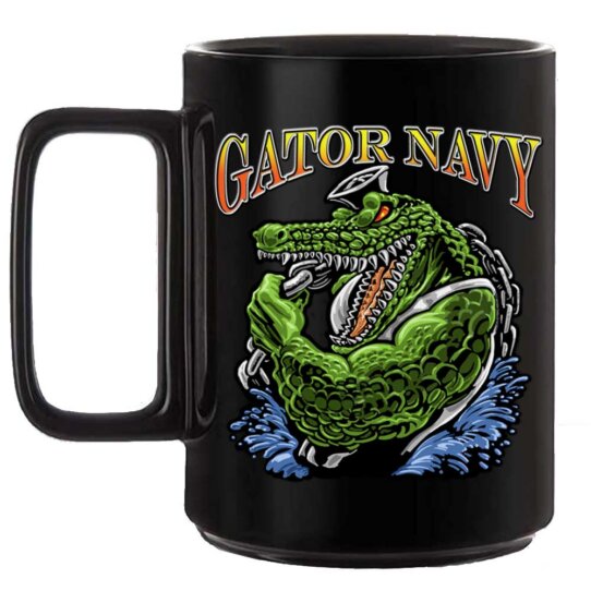 Gator Navy Veteran Black or White 15 oz Custom Coffee Mug