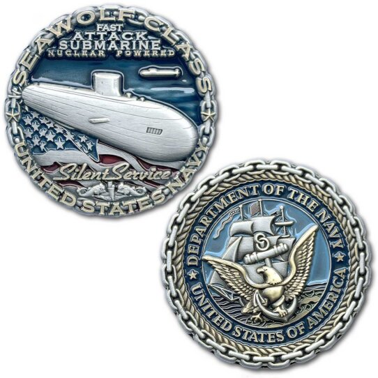 Seawolf Class Fast Attack Nuclear Submarine US Navy Collectible Challenge Coin