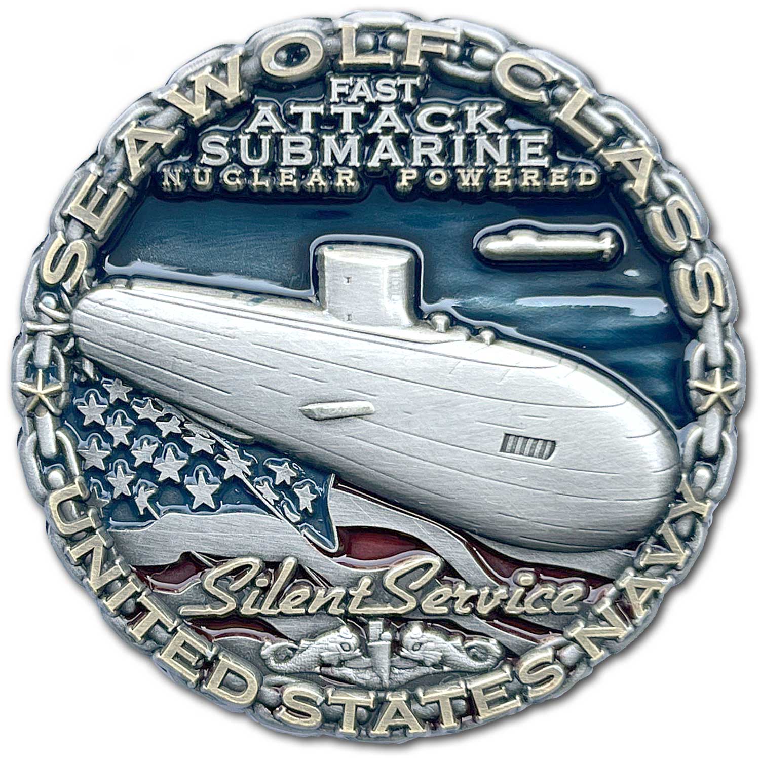 Seawolf Class Fast Attack Nuclear Submarine US Navy Collectible Challenge Coin - Image 2