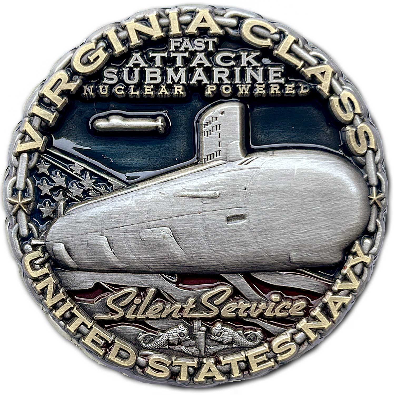 Virginia Class Fast Attack Nuclear Submarine US Navy Collectible Challenge Coin