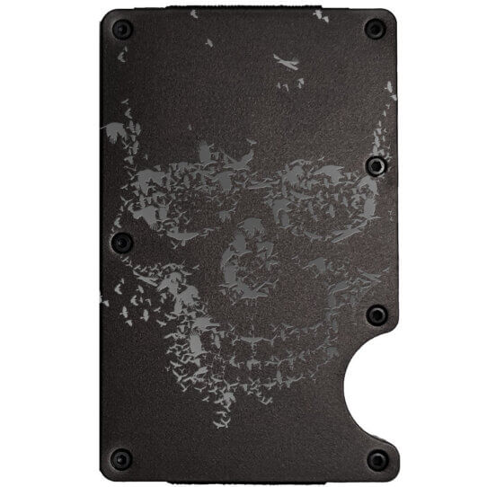 Murder of Crows Skull Laser Engraved Metal-Plate Cardholder Navy Men’s Wallet
