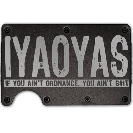 IYAOYAS If You Ain't Ordnance... Laser Engraved Metal-Plate Cardholder Navy Men’s Wallet