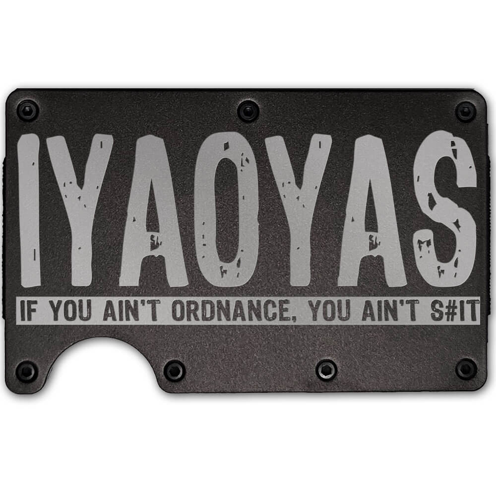 IYAOYAS If You Ain't Ordnance... Laser Engraved Metal-Plate Cardholder Navy Men’s Wallet