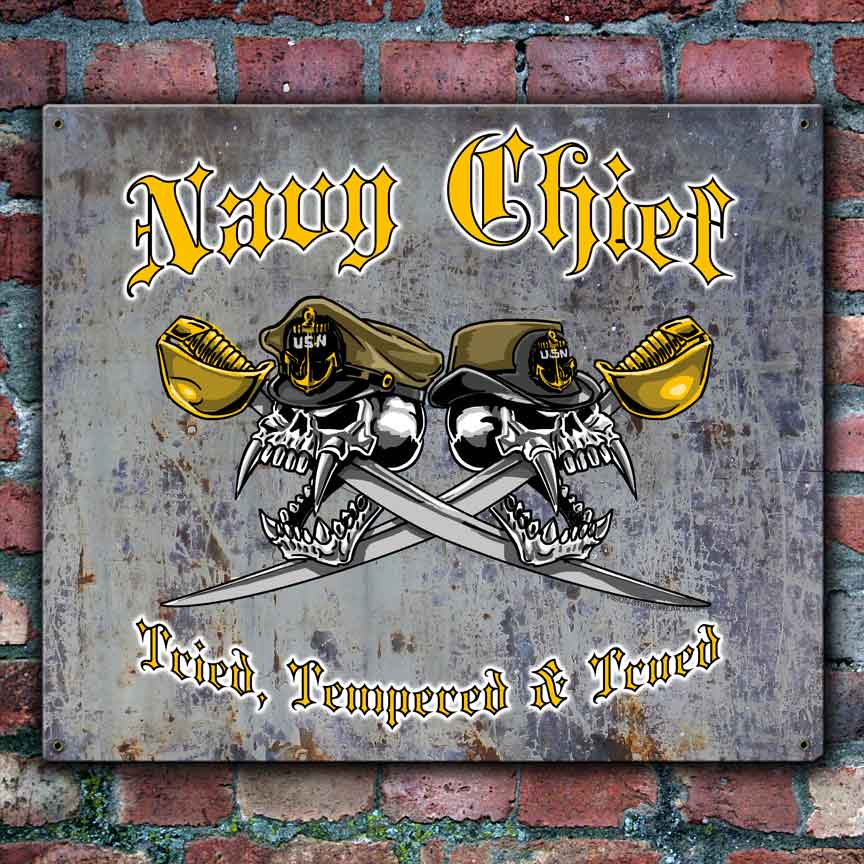 Navy Chief Petty Officer Tested Tried Trued Veteran Custom 12 x 15 Inch Vintage Sign
