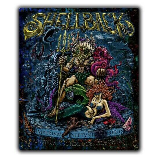 Shellback King Neptune's Court Mermaid and Pollywog Navy Veteran Custom 12 x 15 Inch Vintage Sign