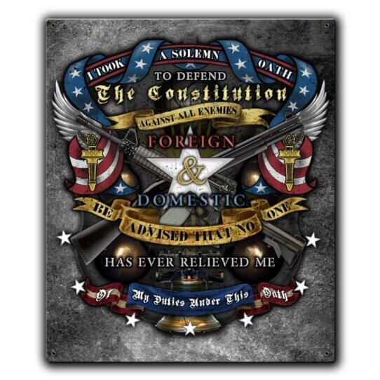 USA Oath To The American Constitution Veteran Custom 12 x 15 Vintage Sign