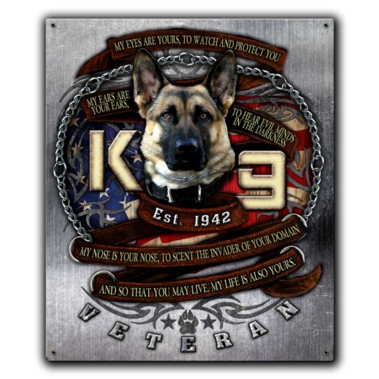 K9 Veteran United States Navy Custom 12 x 15 Inch Vintage Sign