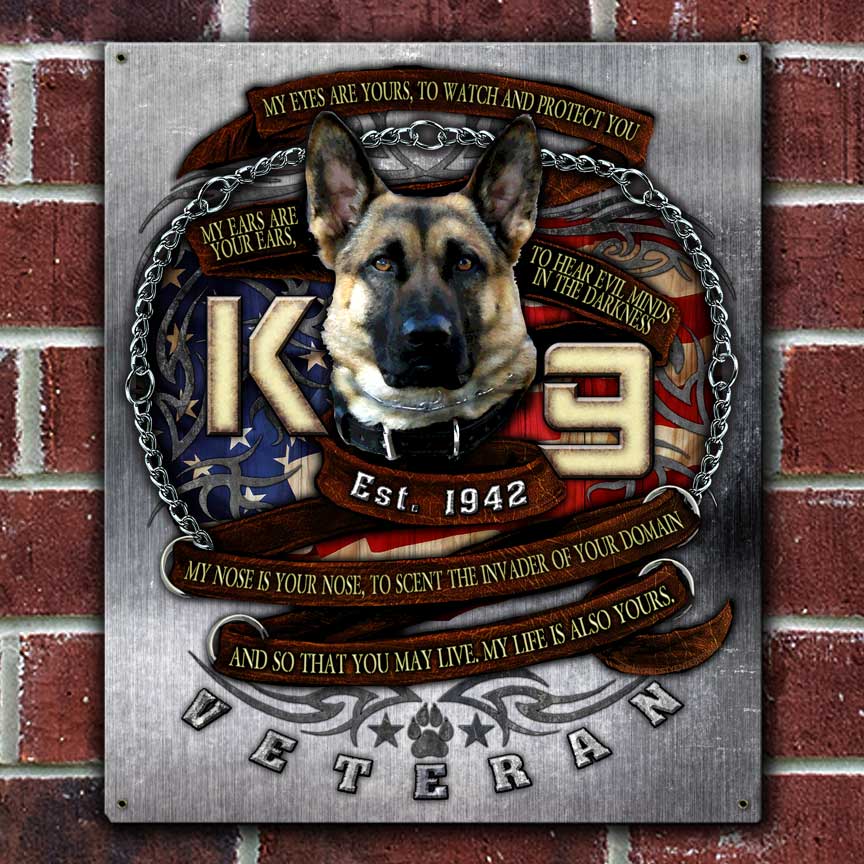 K9 Veteran United States Navy Custom 12 x 15 Inch Vintage Sign