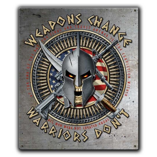 Weapons Change Warriors Don’t Spartan Navy Veteran Custom 12 x 15 Vintage Sign