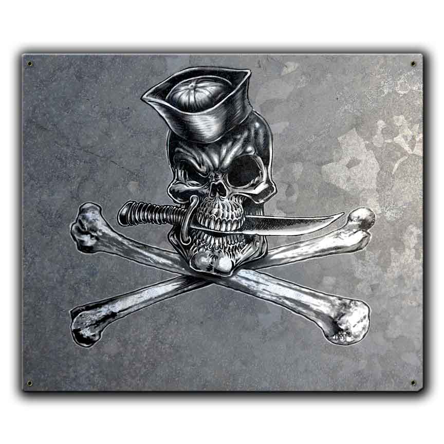 Navy Jolly Roger Skull and Bones Dixie Cup Custom Vintage 12 x 15 inch Sign